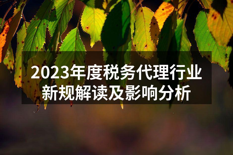 2023年度税务代理行业新规解读及影响分析